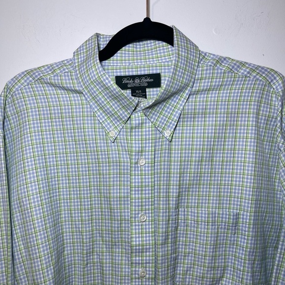 Brooks Brothers Men’s green blue plaid Long sleeve button down shirt in XL - Picture 2 of 7